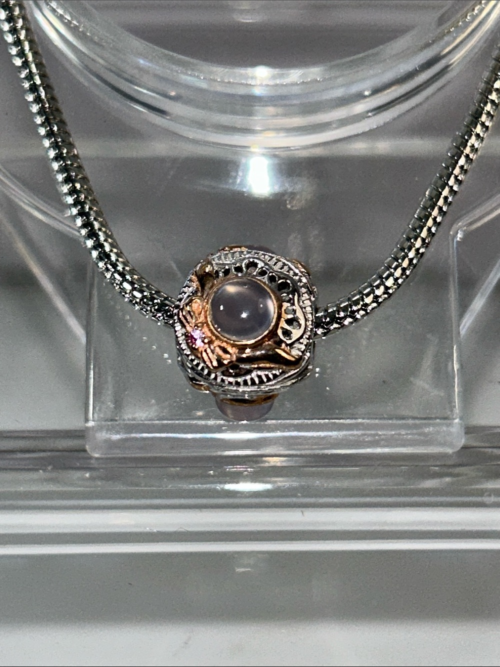 NWOT Gems En Vogue Palladium 18k Genuine Gemstone Euro Pandora Style Bow Charm